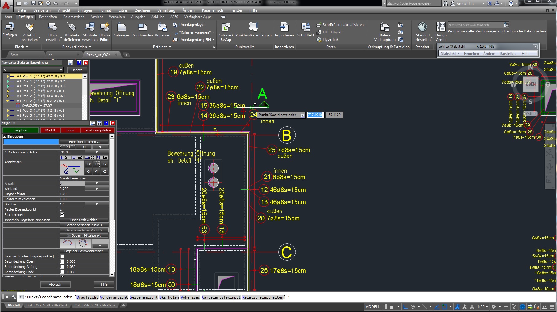 Bewehrung mit AutoCAD als Plattform.